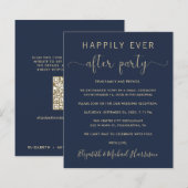 Navy Goud QR Code Huwelijksreceptie Uitnodiging (Voorkant / Achterkant)