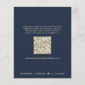 Navy Goud QR Code Huwelijksreceptie Uitnodiging (Achterkant)