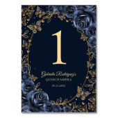 Navy Goud Quinceanera Kaart (Achterkant)
