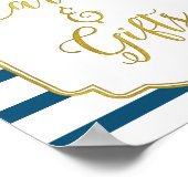 Navy Goud Roze Aquarel Bloemkaarten Cadeaus Bord Poster (Hoek)