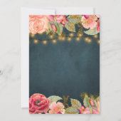 Navy goud roze rozen tuin pensioen partij kaart (Achterkant)