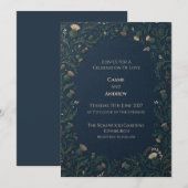 Navy Goud Schotse Distel Bruiloft Kaart (Voorkant / Achterkant)