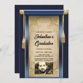 Navy goud scroll met foto mannen kaart (Voorkant / Achterkant)