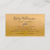 Navy goud tropische palm elegant script modern vet visitekaartje (Achterkant)