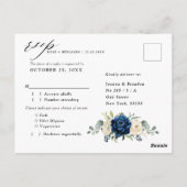Navy Goud Wit Champagne Ivoor Geometrische RSVP Briefkaart (Achterkant)