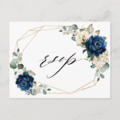 Navy Goud Wit Champagne Ivoor Geometrische RSVP Briefkaart (Voorkant)