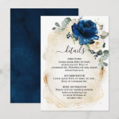 Navy Goud Wit Champagne Ivoor Kleuren Rozen Detail Informatiekaartje (Voorkant / Achterkant)