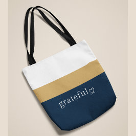 Navy Goud Wit Gestreepte | Positieve Affirmatie Tote Bag