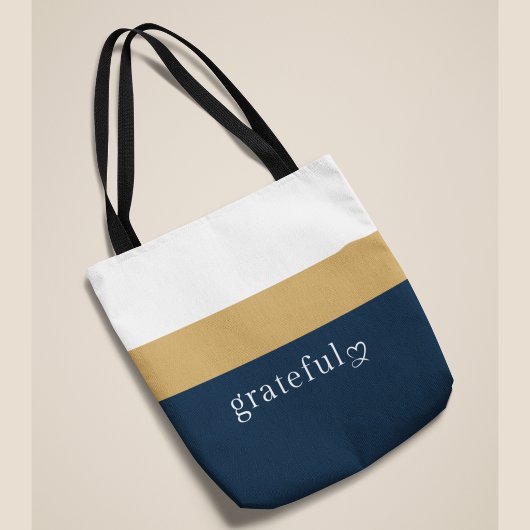 Navy Goud Wit Gestreepte | Positieve Affirmatie Tote Bag