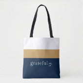 Navy Goud Wit Gestreepte | Positieve Affirmatie Tote Bag (Voorkant)