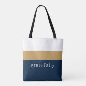 Navy Goud Wit Gestreepte | Positieve Affirmatie Tote Bag (Achterkant)