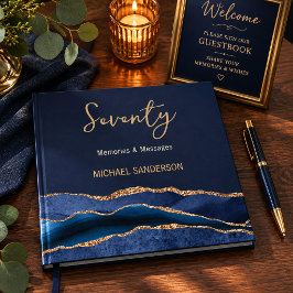 Navy Goud Zeventig Herinneringen Gastboek Gastenboek