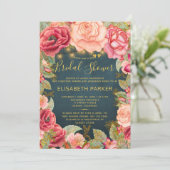 Navy goudblush roze rozen lichten vrijgezellenfees kaart (Staand voorkant)