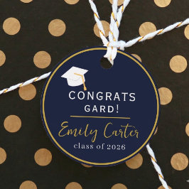 Navy Gouden Afstudeer Cadeautag Persoonlijk 2026 Bedankjes Labels