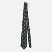 Navy Gouden Ananas Vintage Tropisch Stropdas (Voorkant)