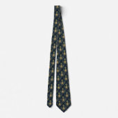 Navy Gouden Ananas Vintage Tropisch Stropdas (Achterkant)