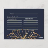 Navy & gouden bloem Bruidsdouche Briefkaart (Achterkant)
