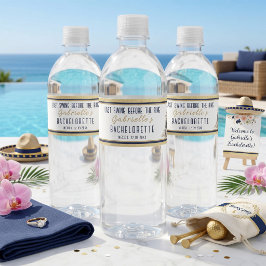 Navy Gouden Bloem Golf Bachelorette Feest Waterfles Etiket