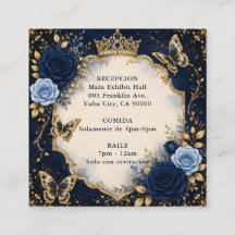 Navy Gouden Bloem Vlinder Quinceañera