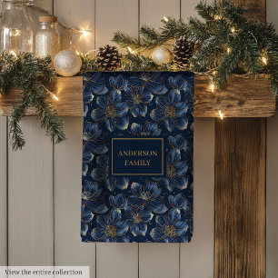 Navy Gouden Bloemenschort Chic Gepersonaliseerd Ca Theedoek