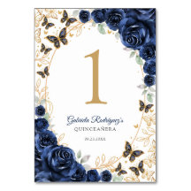 Navy Gouden Bloemige Quinceanera