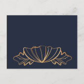 Navy & gouden florale accommodatie aankondigingskaart (Achterkant)