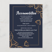Navy & gouden florale accommodatie aankondigingskaart (Voorkant)