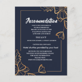 Navy & gouden florale accommodatie aankondigingskaart