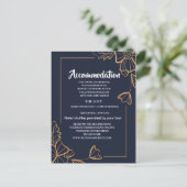 Navy & gouden florale accommodatie aankondigingskaart (Staand voorkant)