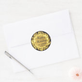 Navy & Gouden Glitterende Sneeuwvlokken Kerstbal Ronde Sticker (Envelop)