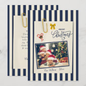 Navy gouden Kerst Scrapbook Foto kerstkaart (Voorkant / Achterkant)