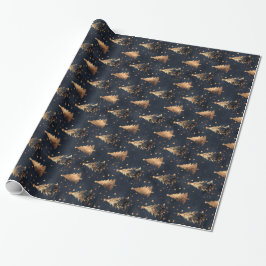 Navy & Gouden Kerstboom Cadeaupapier