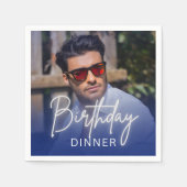Navy Gradient Dinner Photo Birthday Servet (Voorkant)
