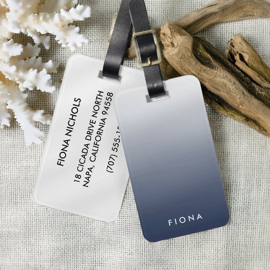 Navy Gradient Ombre gepersonaliseerd Bagagelabel