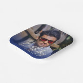 Navy Gradient Personalized Photo Birthday Papieren Bordje (Gebogen)