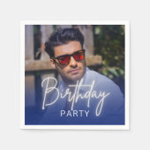 Navy Gradient Personalized Photo Birthday Servet (Voorkant)