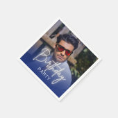 Navy Gradient Personalized Photo Birthday Servet (Hoek)