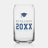 Navy Graduation Cap Gepersonaliseerd Eenvoudig Afs Blikvorm Glas (Voorkant)