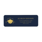 Navy Graduation Cap Return Address Etiket (Voorkant)