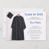 Navy Graduation Party Pet en Gown Invitation Kaart (Voorkant)