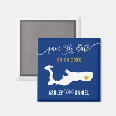 Navy Grand Cayman Wedding Save the Date Map Magneet (Voorkant / Achterkant)