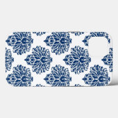 Navy Gray Elegant Damask Case-Mate iPhone Case (Achterkant (horizontaal))
