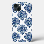Navy Gray Elegant Damask Case-Mate iPhone Case (Achterkant)