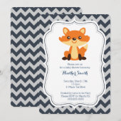 Navy Gray Fox Baby shower Kaart (Voorkant / Achterkant)