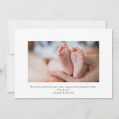 Navy Gray Minimalist Photo Baby Announcement Card Kaart (Achterkant)