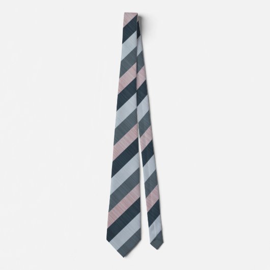 Navy Gray Pink Striped Stropdas (Voorkant)