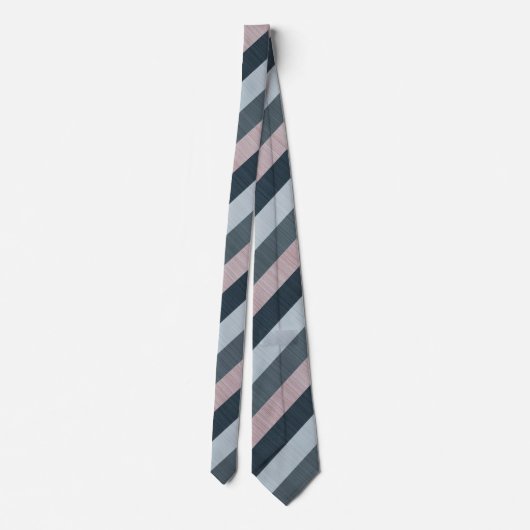 Navy Gray Pink Striped Stropdas (Achterkant)