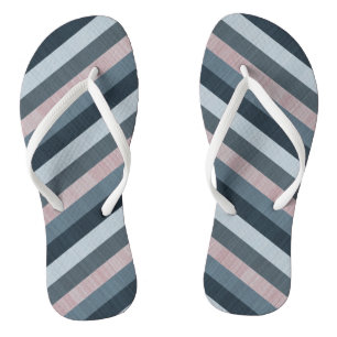 Navy Gray Pink Striped   Teenslippers