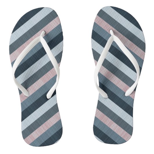 Navy Gray Pink Striped   Teenslippers (Voetbed)