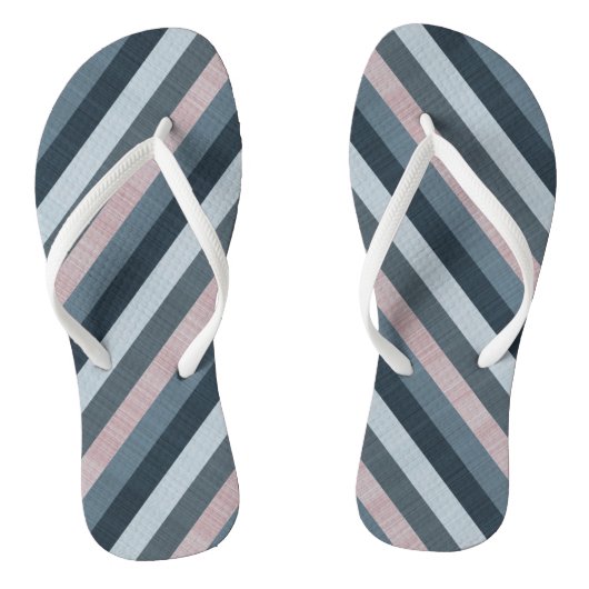 Navy Gray Pink Striped Teenslippers (Voetbed)